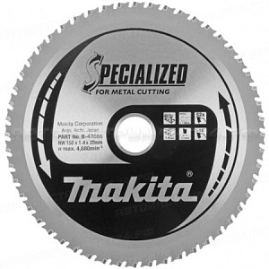 Диск пильный по металлу 150х1.4х20 мм, 52T, MTCG для аккумуляторных пил Makita B-47086